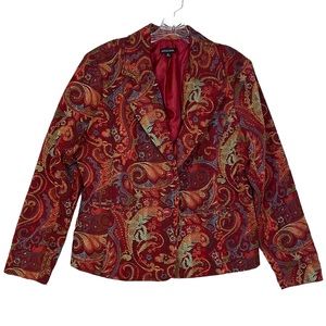 Notations Tapestry Blazer Women’s Jacket Red Workwear Size XL